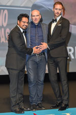 Michael Peña, John Michael McDonagh, Alexander Skarsgard Michael Peña, John Michael McDonagh, Alexander Skarsgard